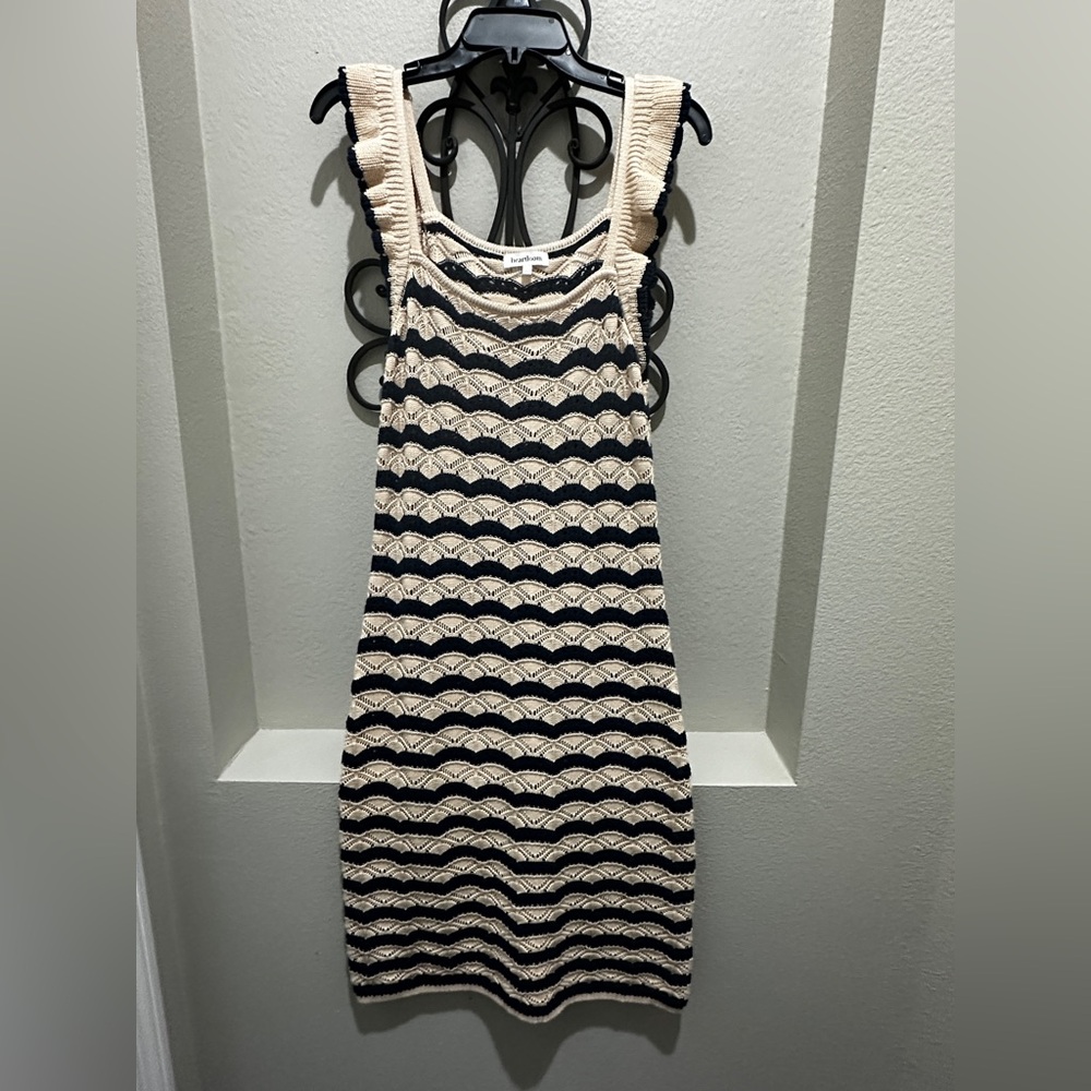Anthropologie Heartloom Black & Cream Knit Dress Large